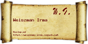 Weiszman Irma névjegykártya